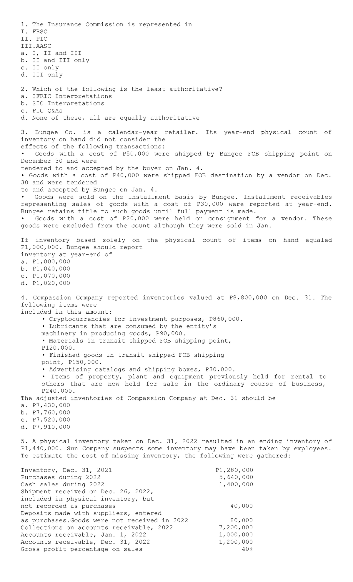 FAR 2025 - PRTC Final Exam Questionnaire on Accounting Principles - Studocu