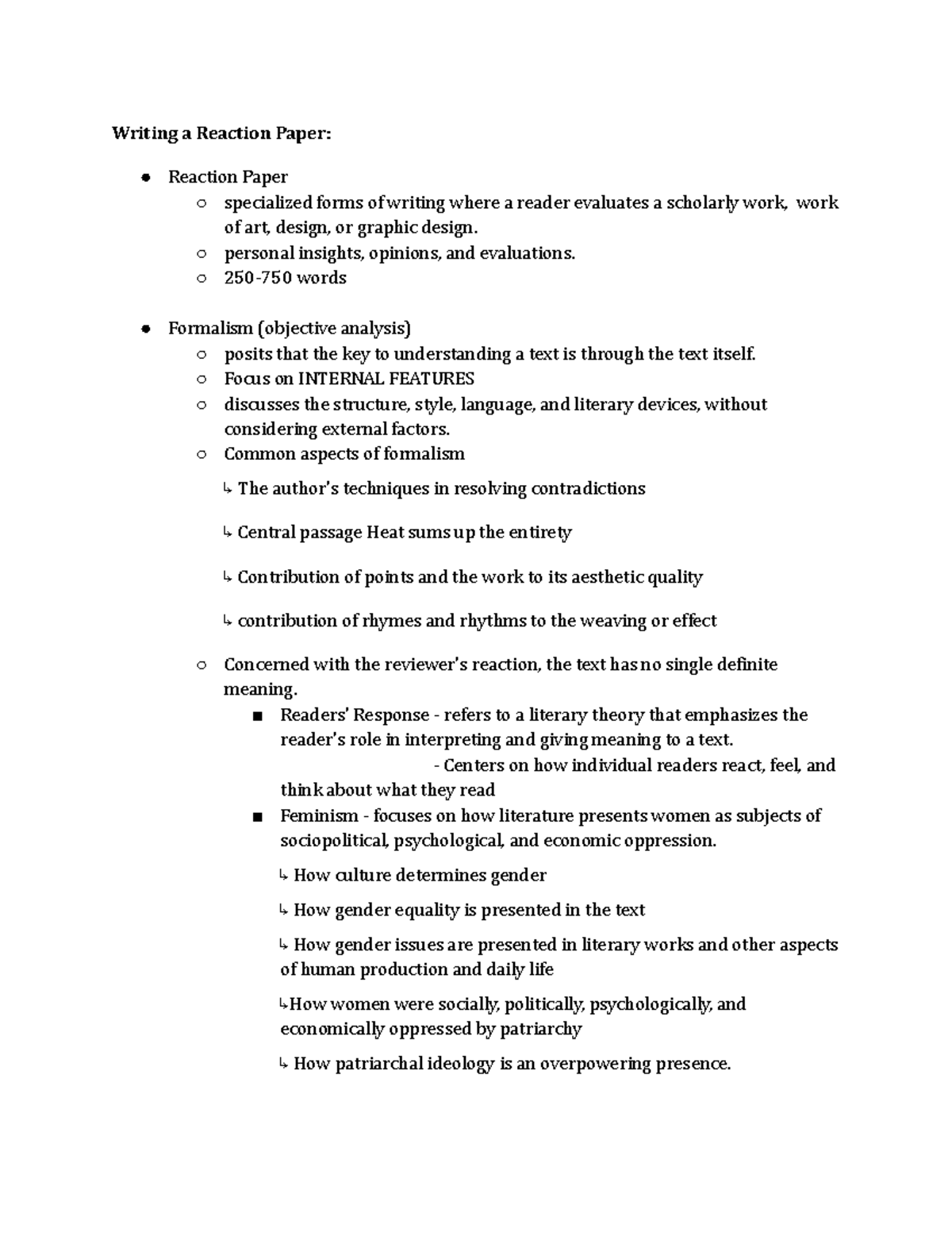 ENG 101: Writing a Reaction Paper and Concept Paper Notes - Studocu