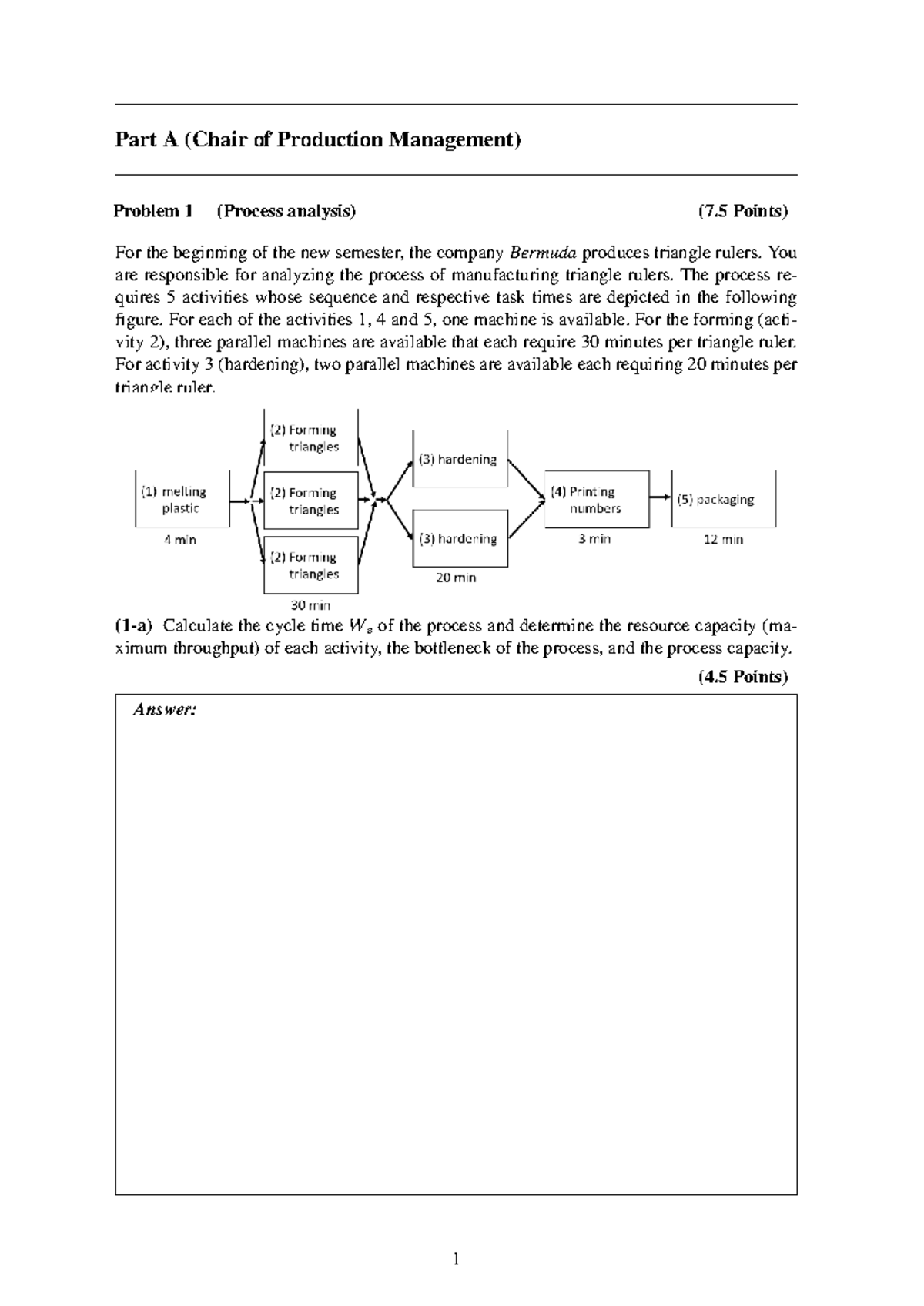 Old Exam OPM 301: Process Analysis & Queue Management Problems - Studocu