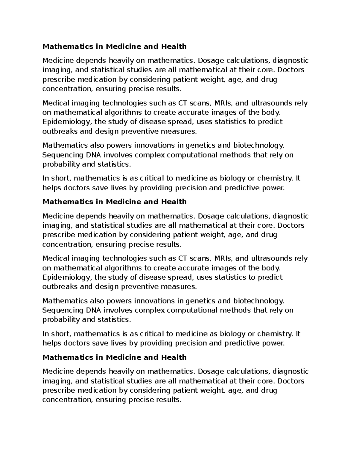 Mathematics in Medicine: Applications in Health & Dosage Calculations ...
