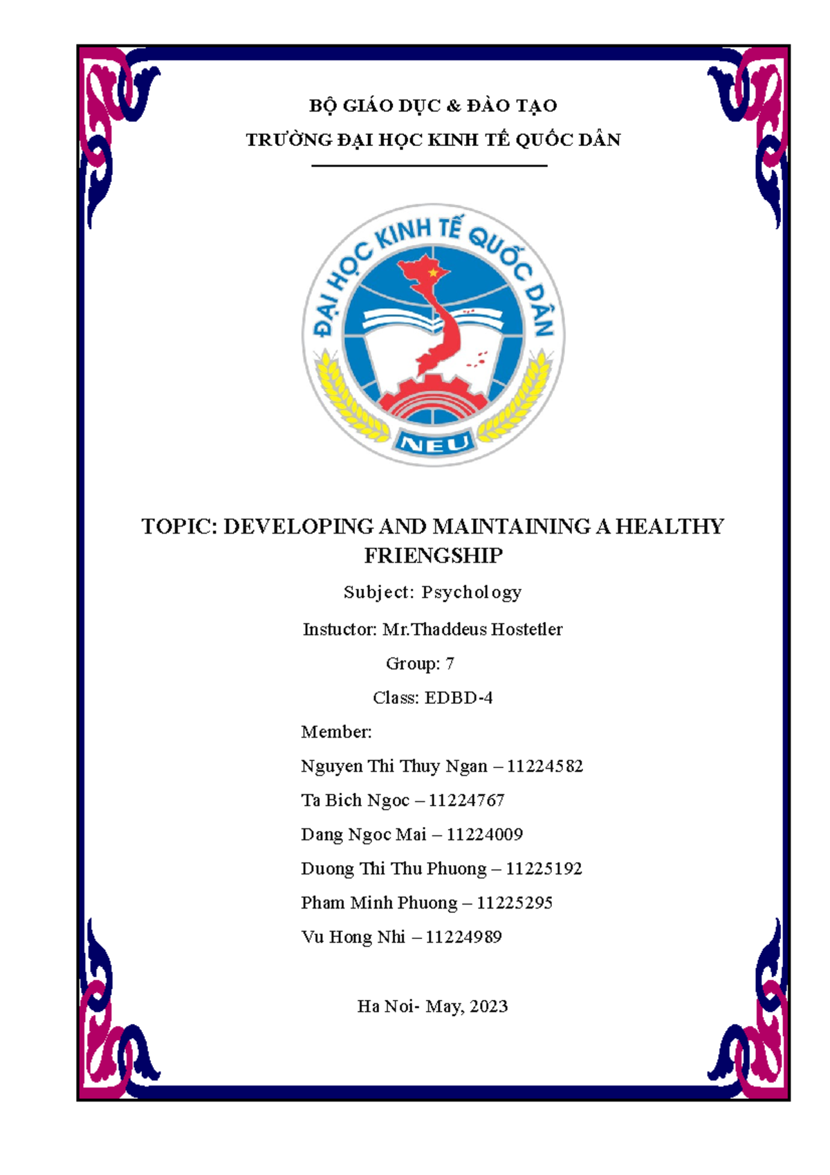 EDBD- Developing and Maintaining Healthy Friendships: A Study Guide ...