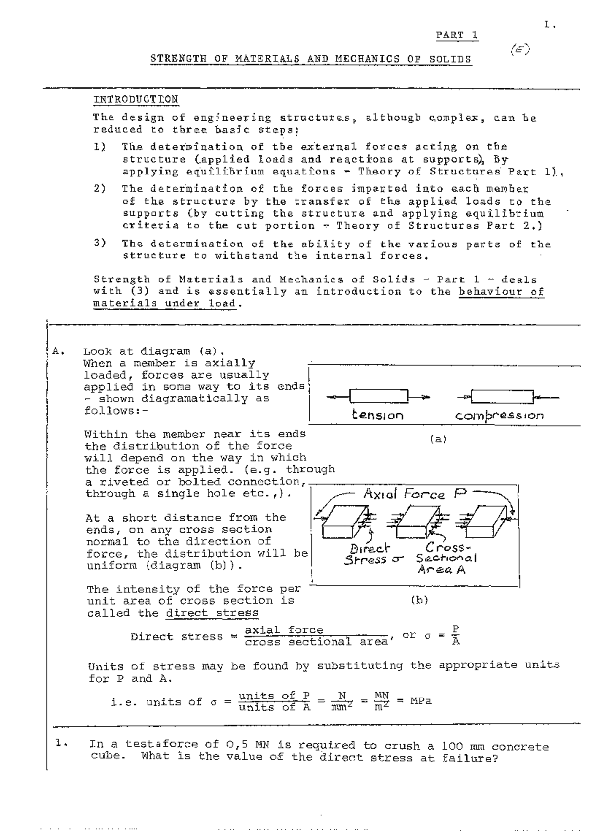 Strength of Materials and Mechanics of Solids - SM1 Lecture Notes - Studocu