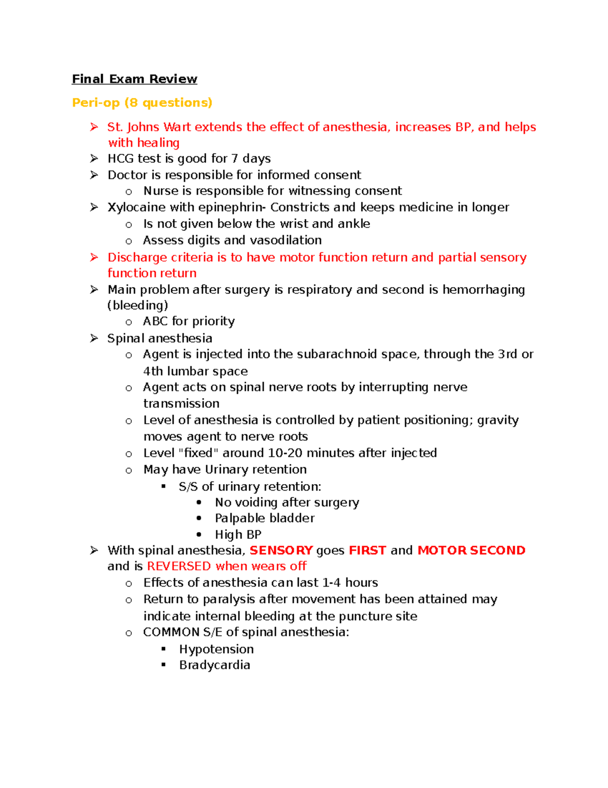NUR 101 Final Exam Review: Anesthesia, GI, and Infection Insights - Studocu