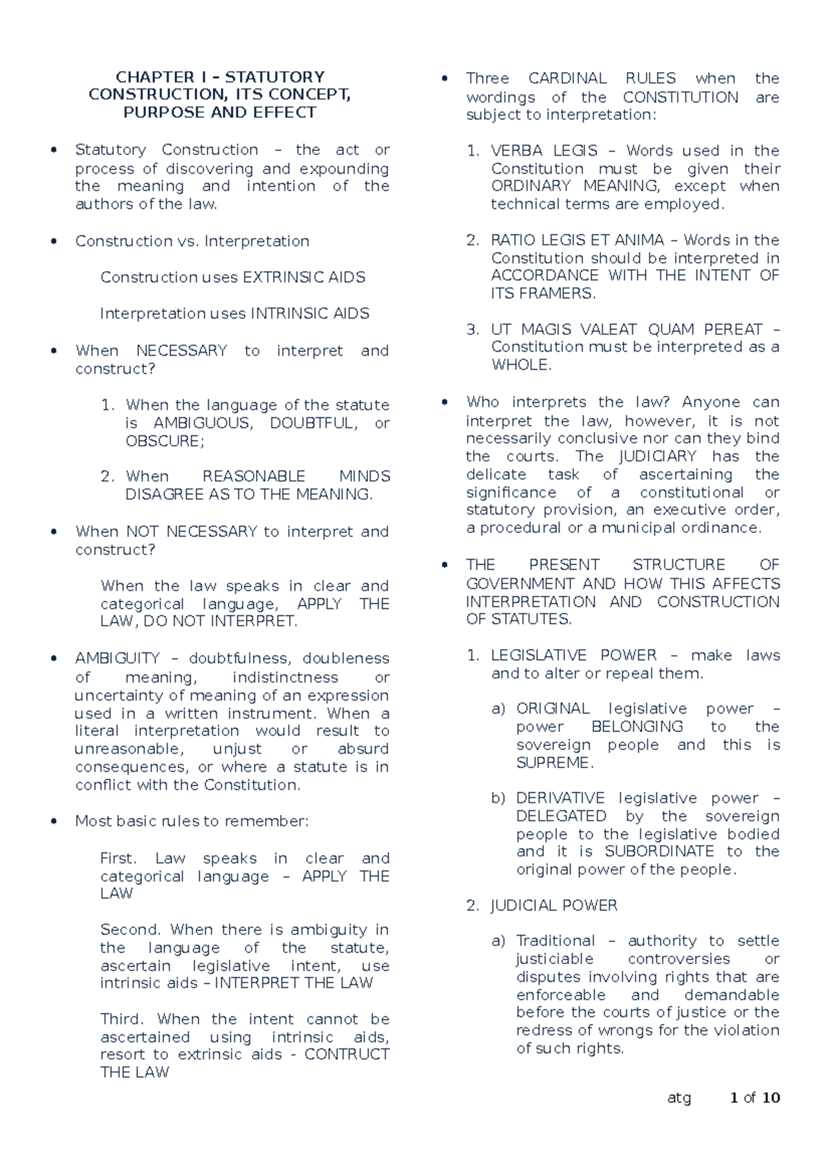 Statcon Reviewer: Chapter I - Statutory Construction Principles and ...