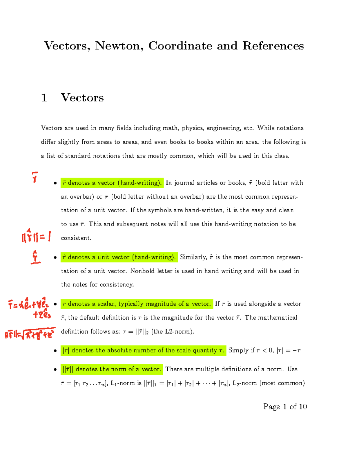 Orbital Mechanics - AE 2320 Lecture Notes and Examples - Vectors ...