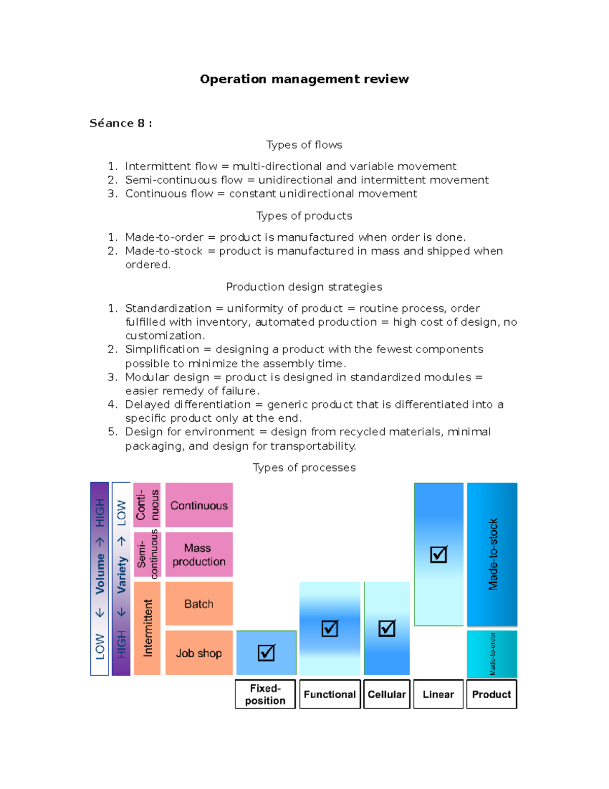 Operation management review - Operation management review Séance 8 ...