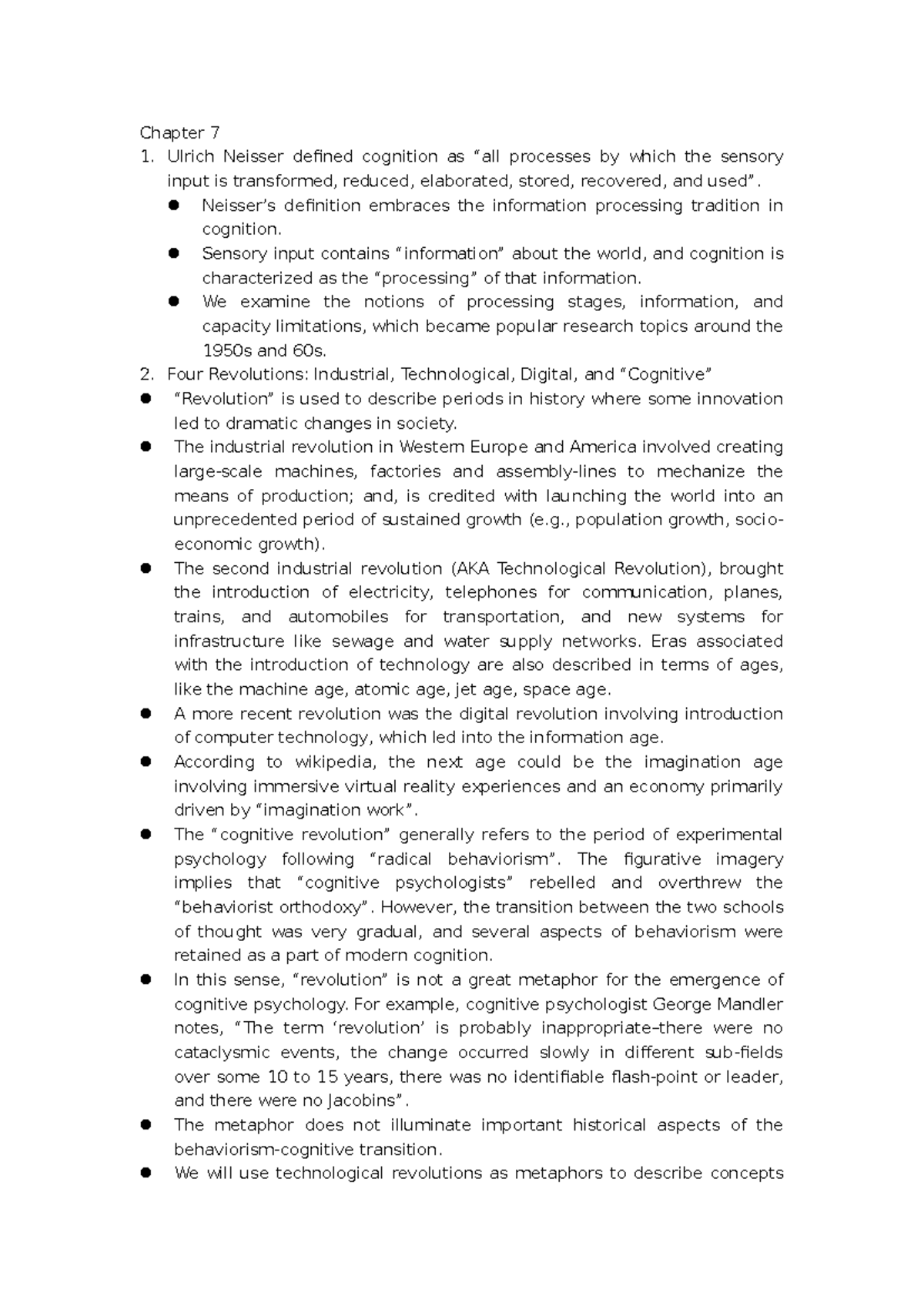 Chapter 7 - cognition and technological revolutions in psychology - Studocu
