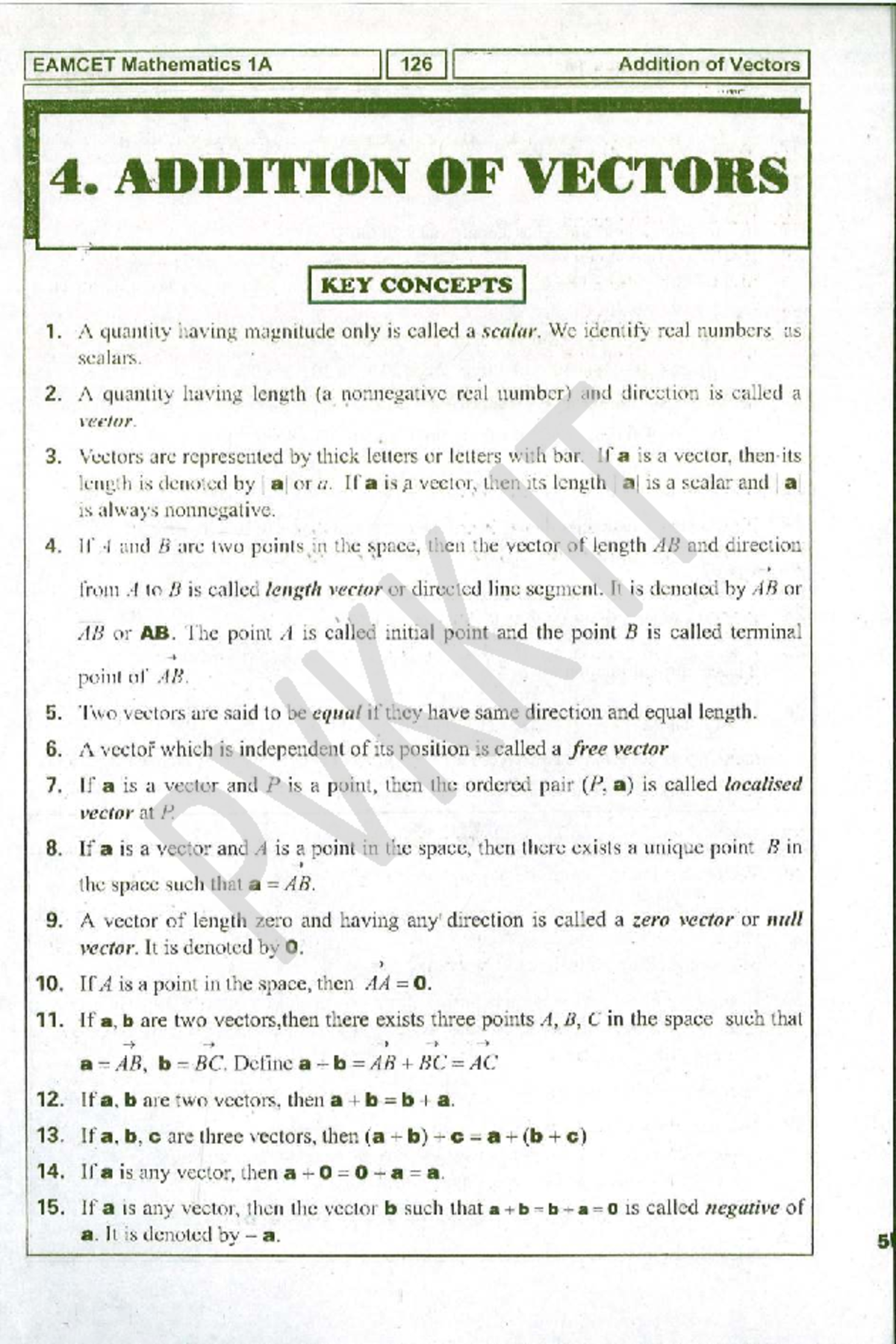 EAMCET Mathematics 1A Final Exam Notes: Addition of Vectors - Studocu