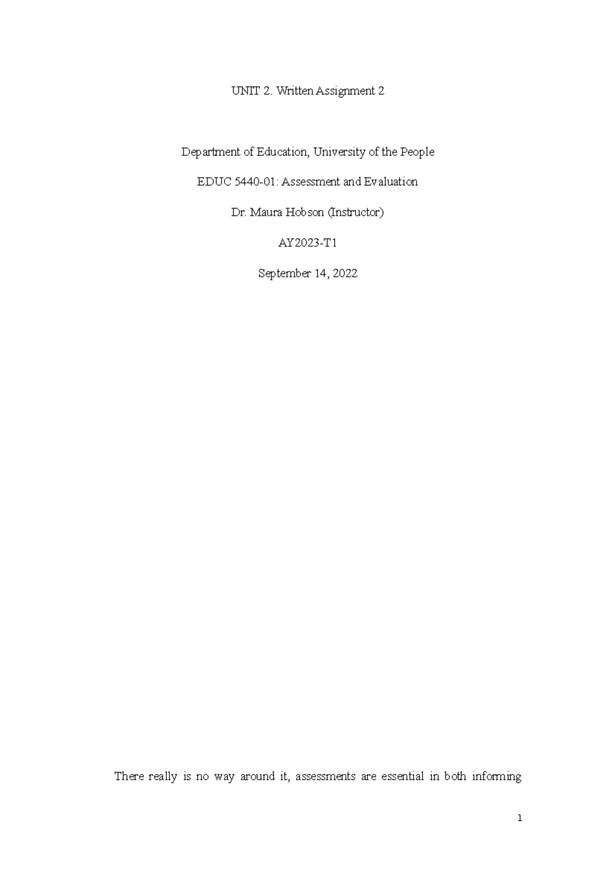 EDUC 5440 - Week 6 Written Assignment 2 - PISA’s Impact on the United ...