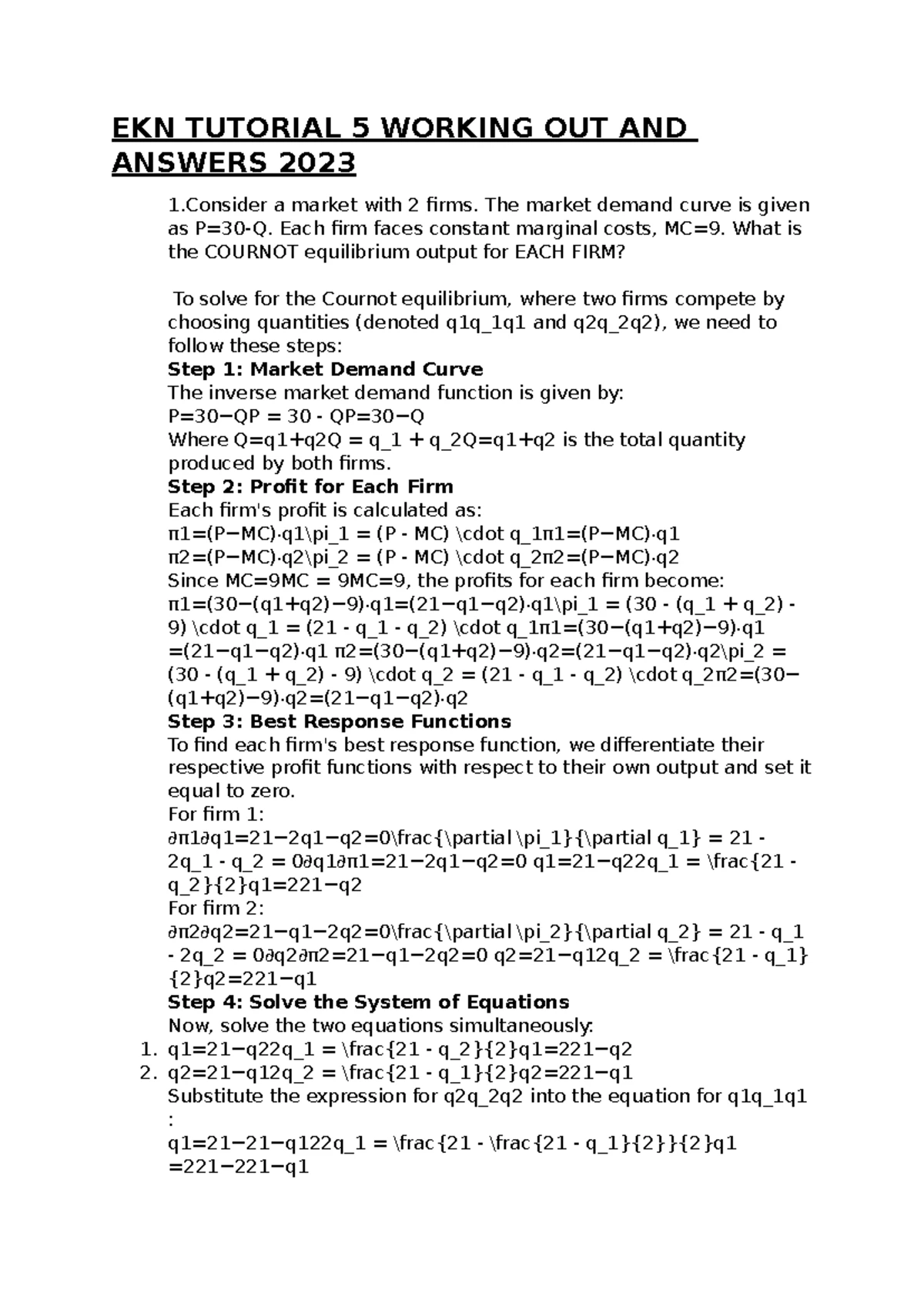 EKN 224 - Economics Final Exam Questions and Answers, July 2020 - Studocu
