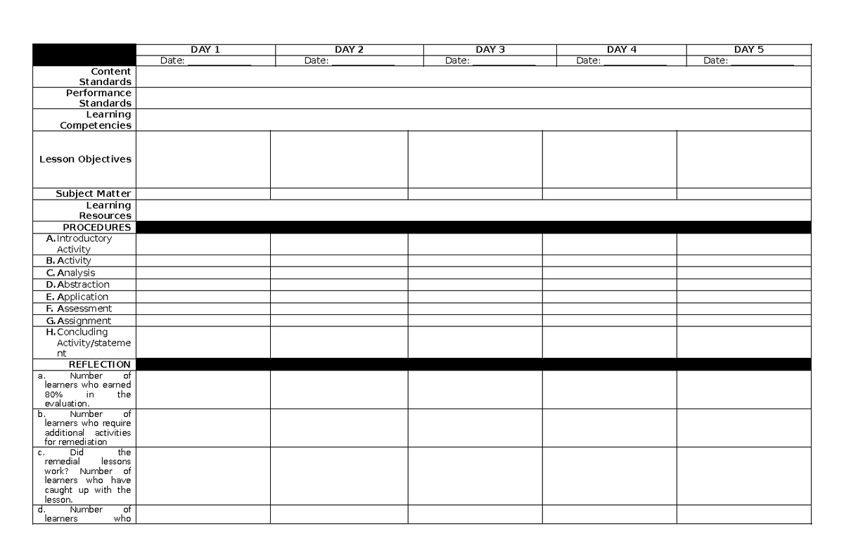 Sample Lesson Plan Template with Learning Competencies - Studocu