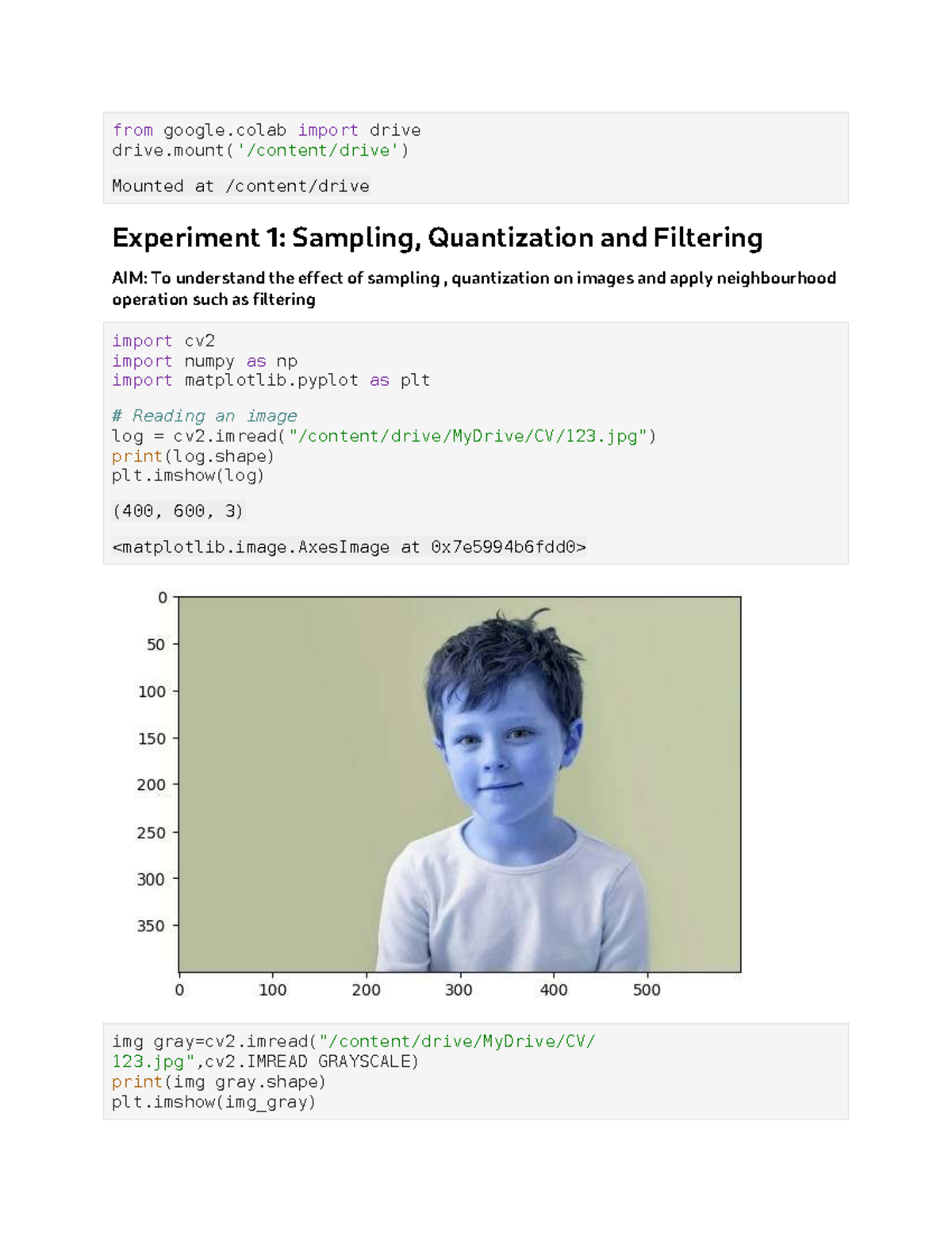 Experiment 1: Sampling, Quantization & Filtering in CV - Studocu