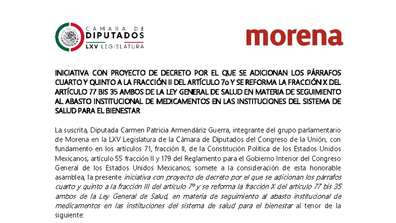 Iniciativa de Decreto para Modificar la Ley General de Salud en Materia ...