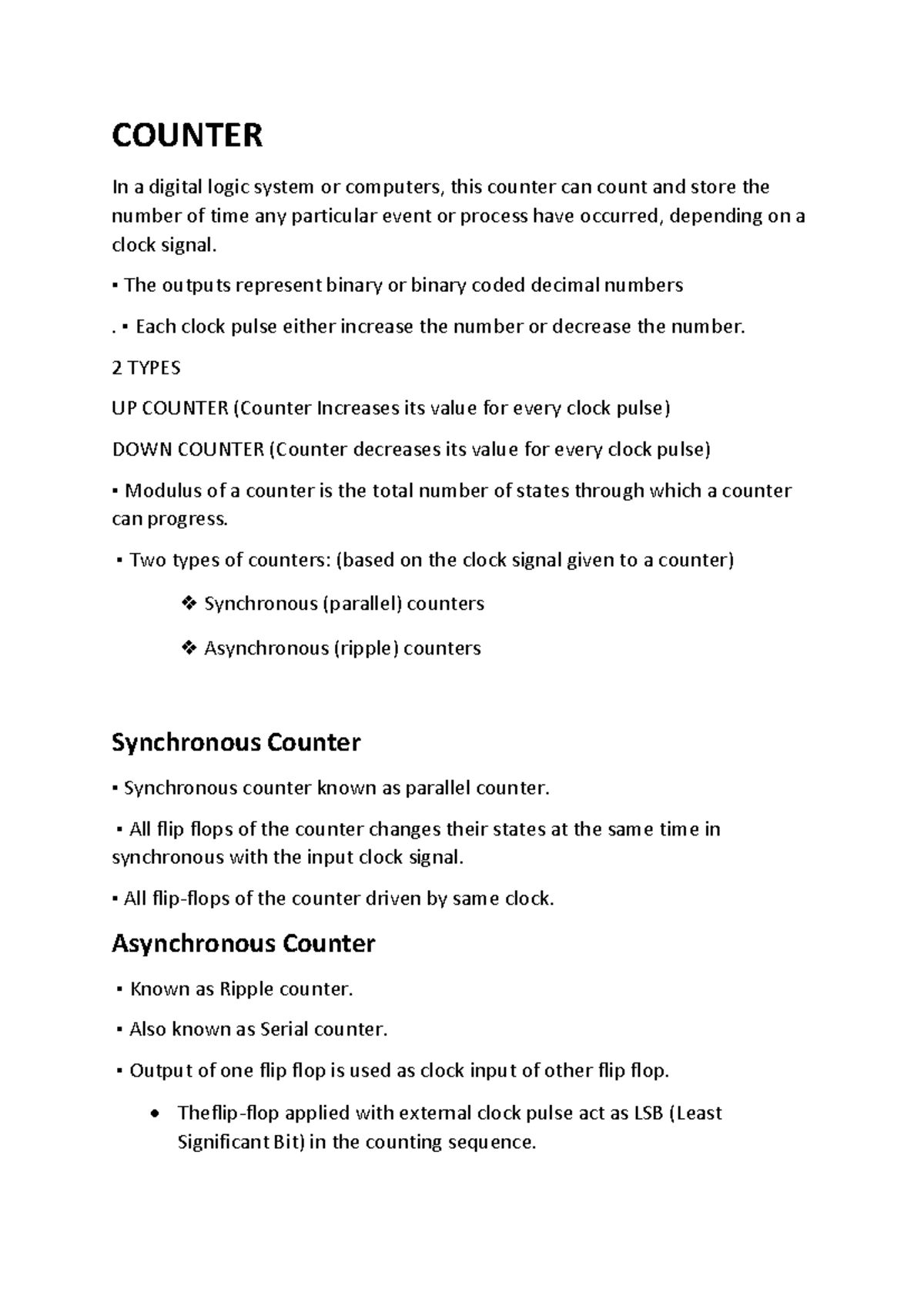 COUNTER - Exam Notes on Up and Down Digital Logic Systems - Studocu
