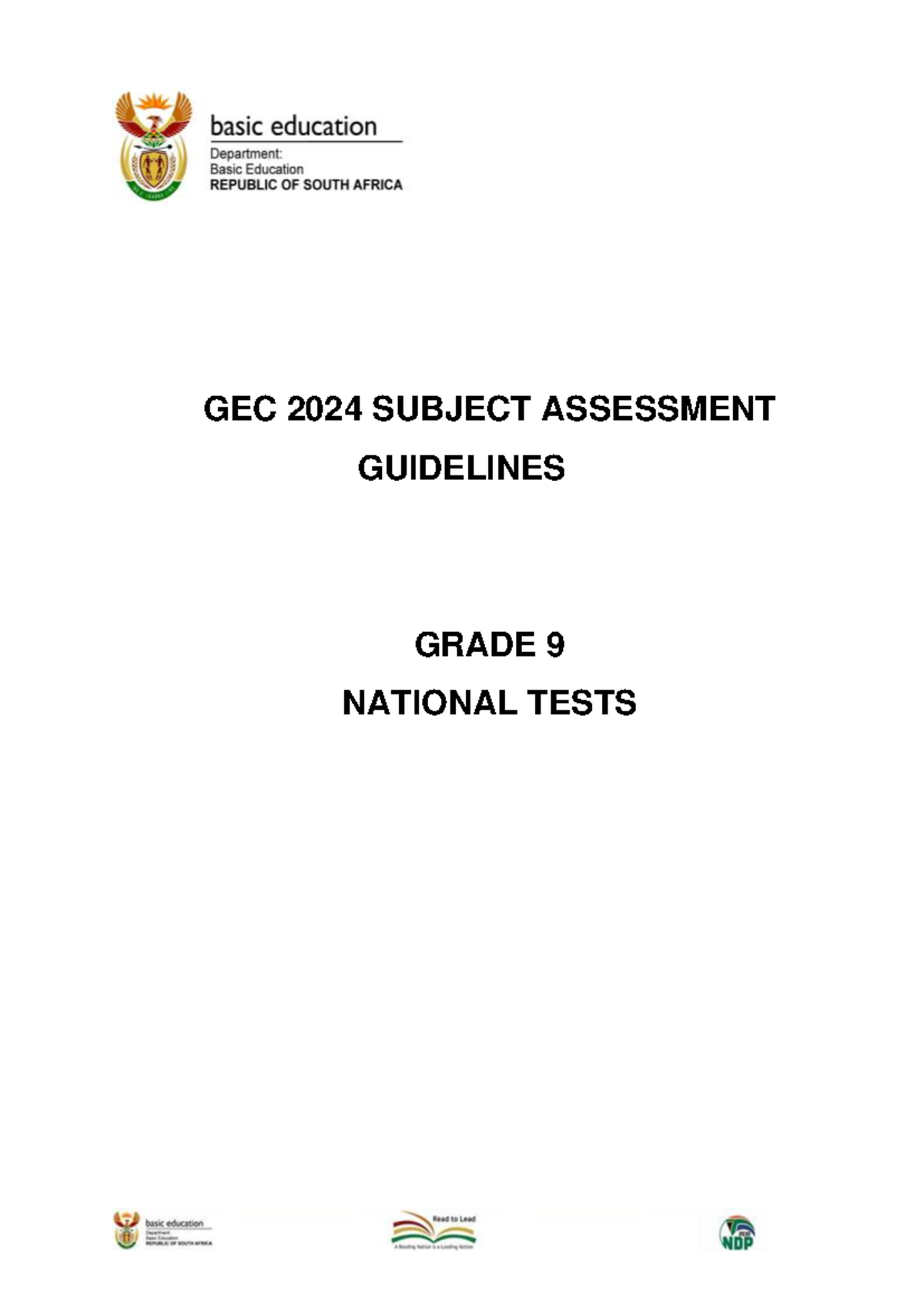 GEC 2024 Grade 9 Subject Assessment Guidelines - Studocu