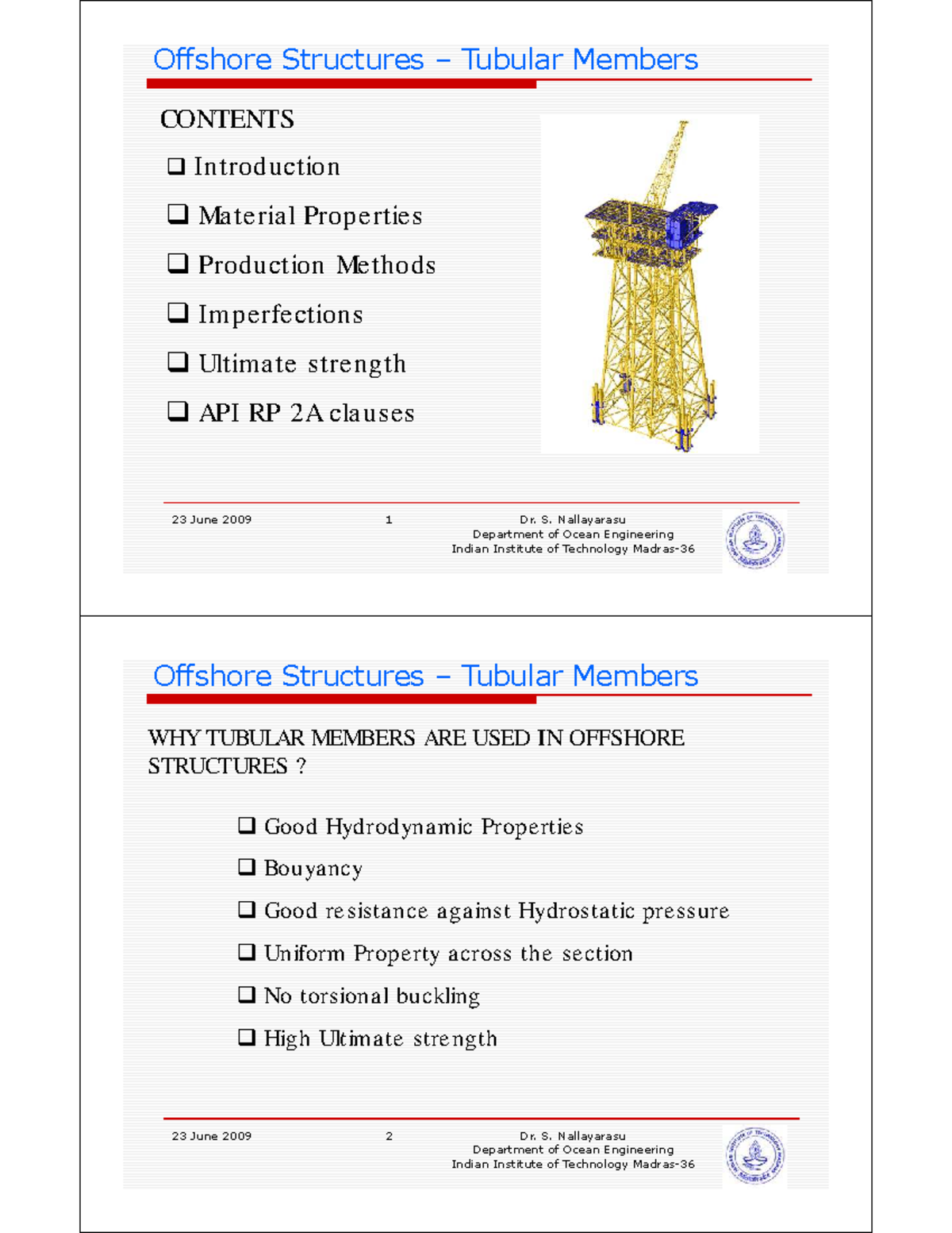 Offshore Structures: Tubular Members Overview (API RP 2A) - Studocu