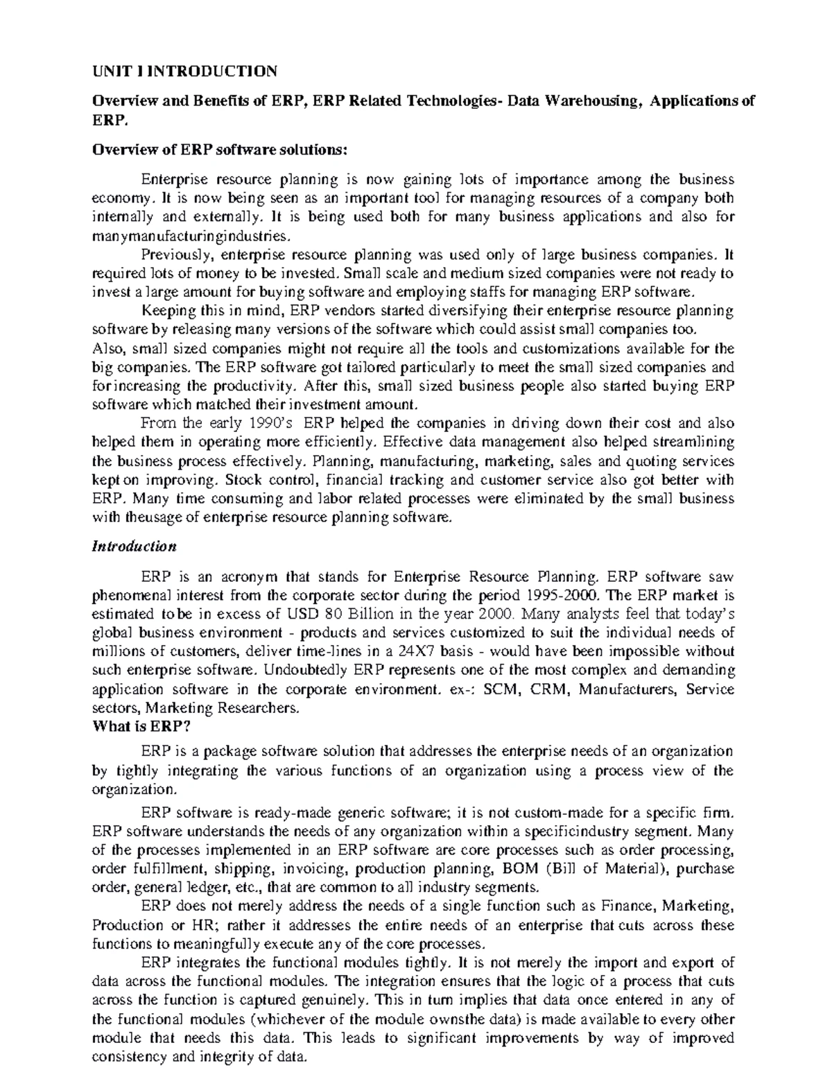 UNIT IV ERP Maintenance Best Practices and Industry Impact Notes - Studocu