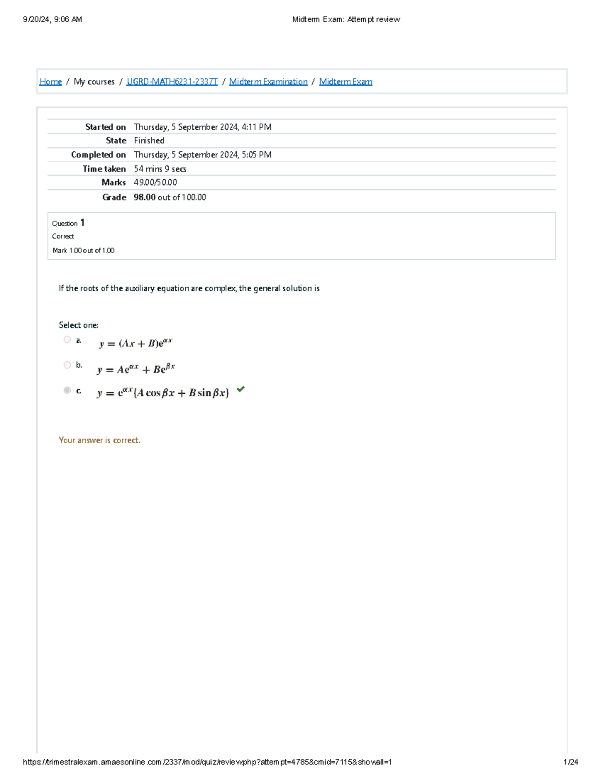 MATH 101 Midterm Exam Review: Differential Equations Insights - Studocu