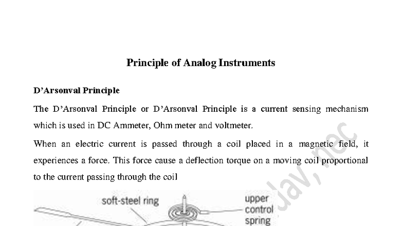 Ch-2 Principles of Analog Instruments: DC Ammeters & Ohmmeters - Studocu