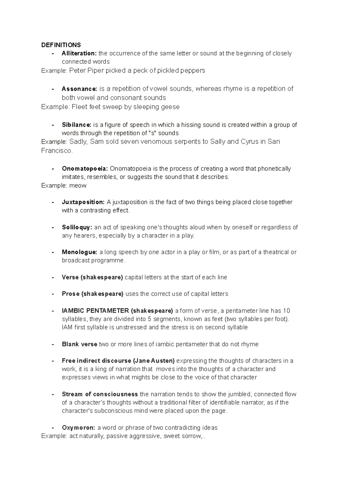 Glossary IB english - essential words to know the meanings of ...