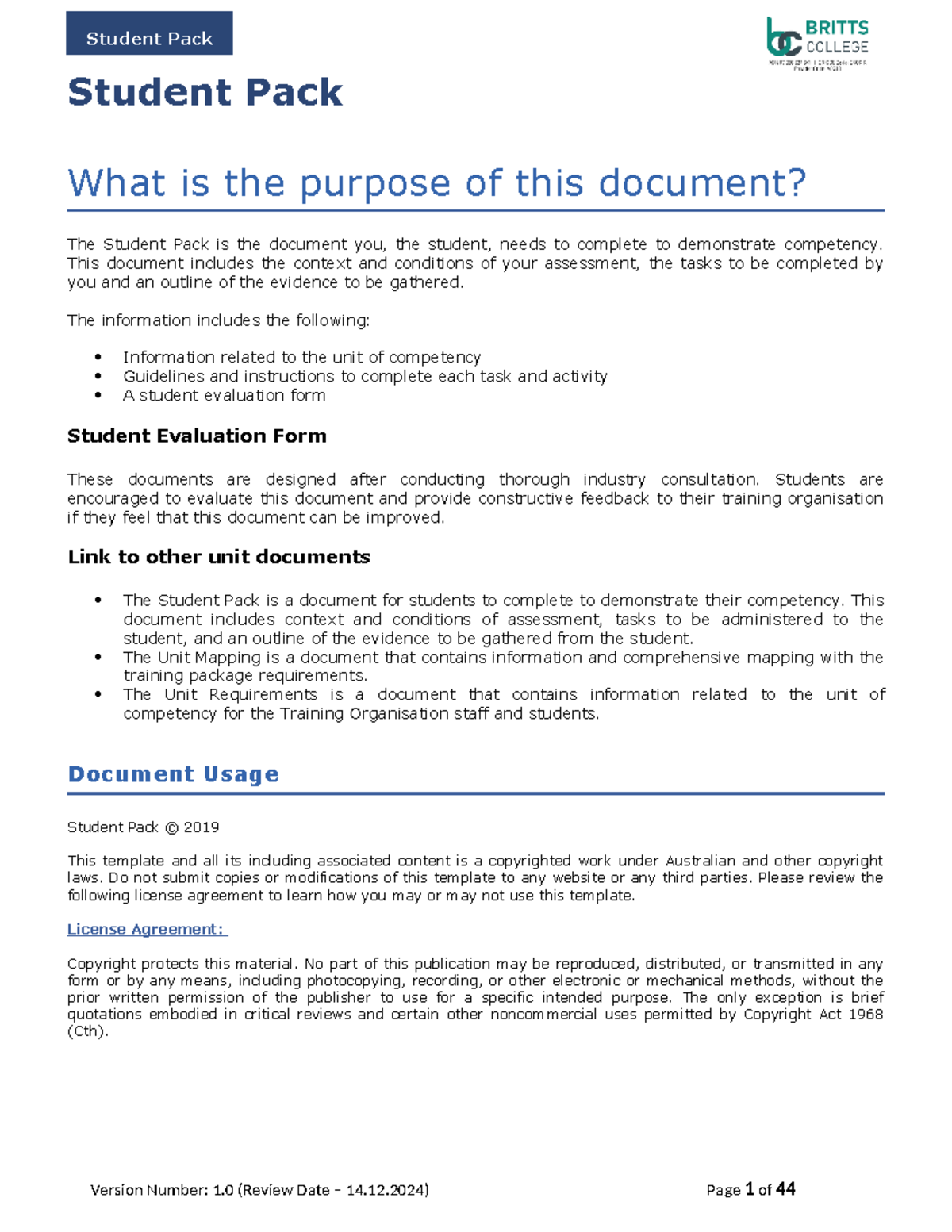 MSMSUP106 Student Pack: Competency Assessment Guidelines and ...