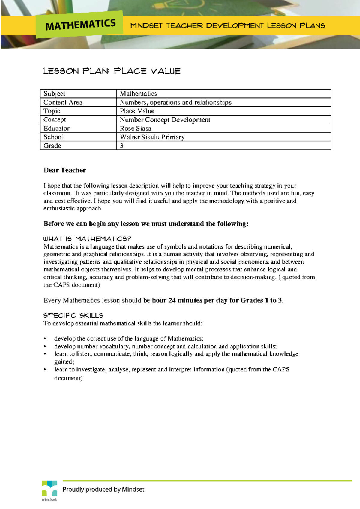 4293 fdoc - lesson plan - Dear Teacher I hope that the following lesson ...