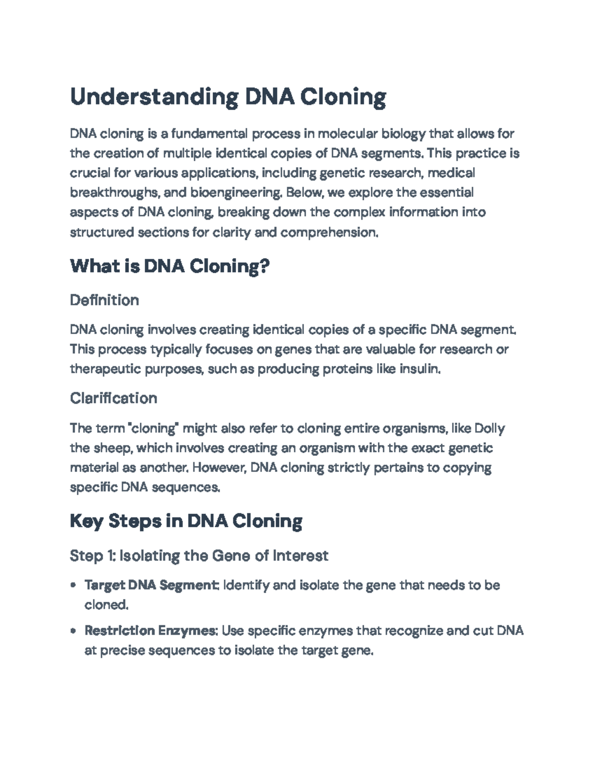 DNA Cloning Techniques: A Comprehensive Guide for Molecular Biology ...
