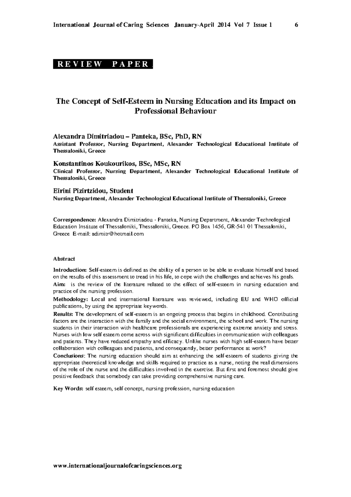 The Concept of Self-Esteem in Nursing Education and Its Impact on ...