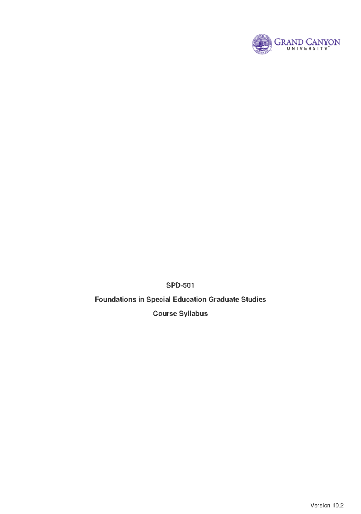 SPD 501: Syllabus for Foundations in Special Education Studies - Studocu