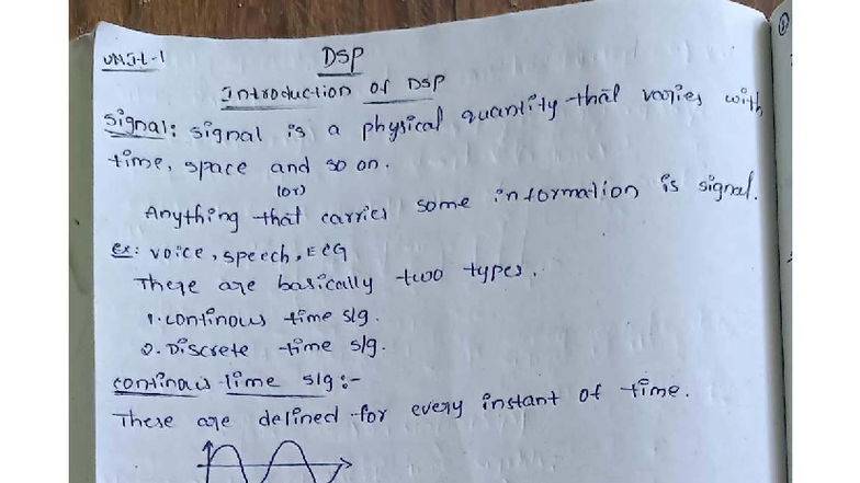 DSP I - Lecture Notes on Signal Processing Concepts - Studocu