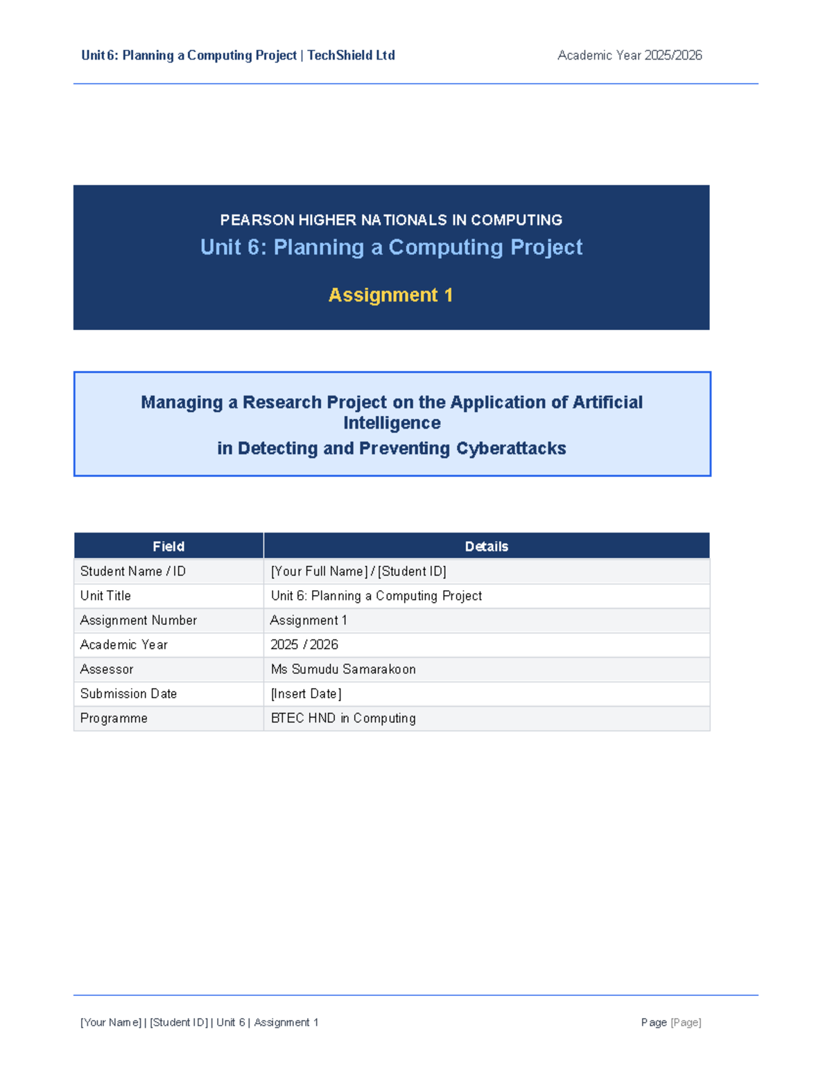 Unit 6: Planning a Computing Project - AI in Cybersecurity Research ...