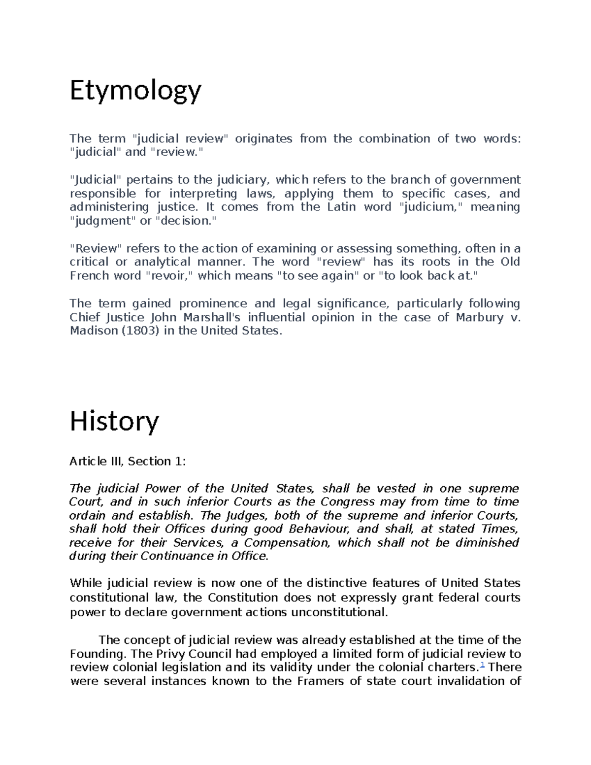 Etymology - US CONSTITUTION LAW NOTES - Etymology The term 