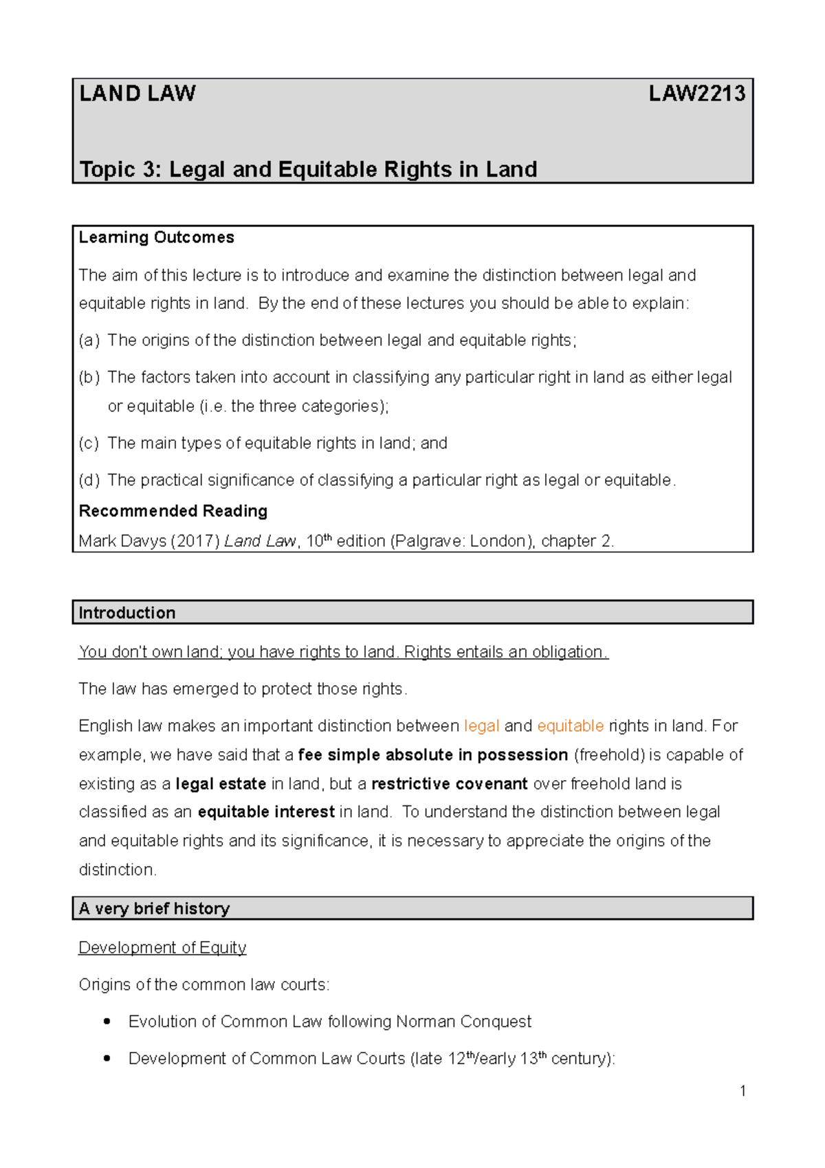 Equitable Rights Examples