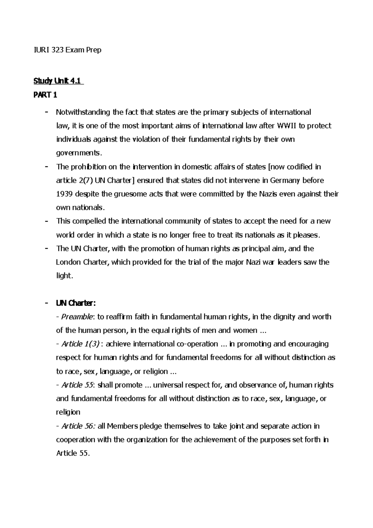 IURI 323 Final Exam Study Notes - International Law & Human Rights ...