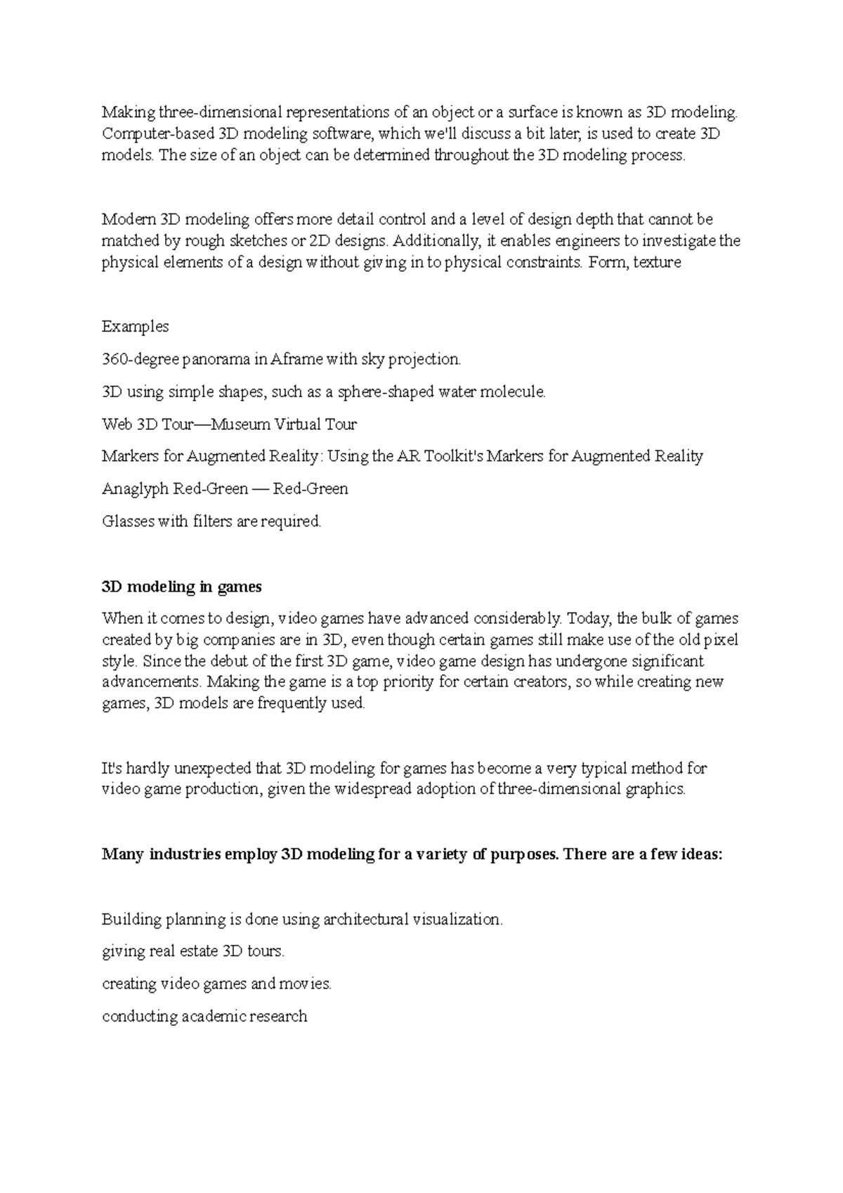 Research paper on 3D modeling - Making three-dimensional ...