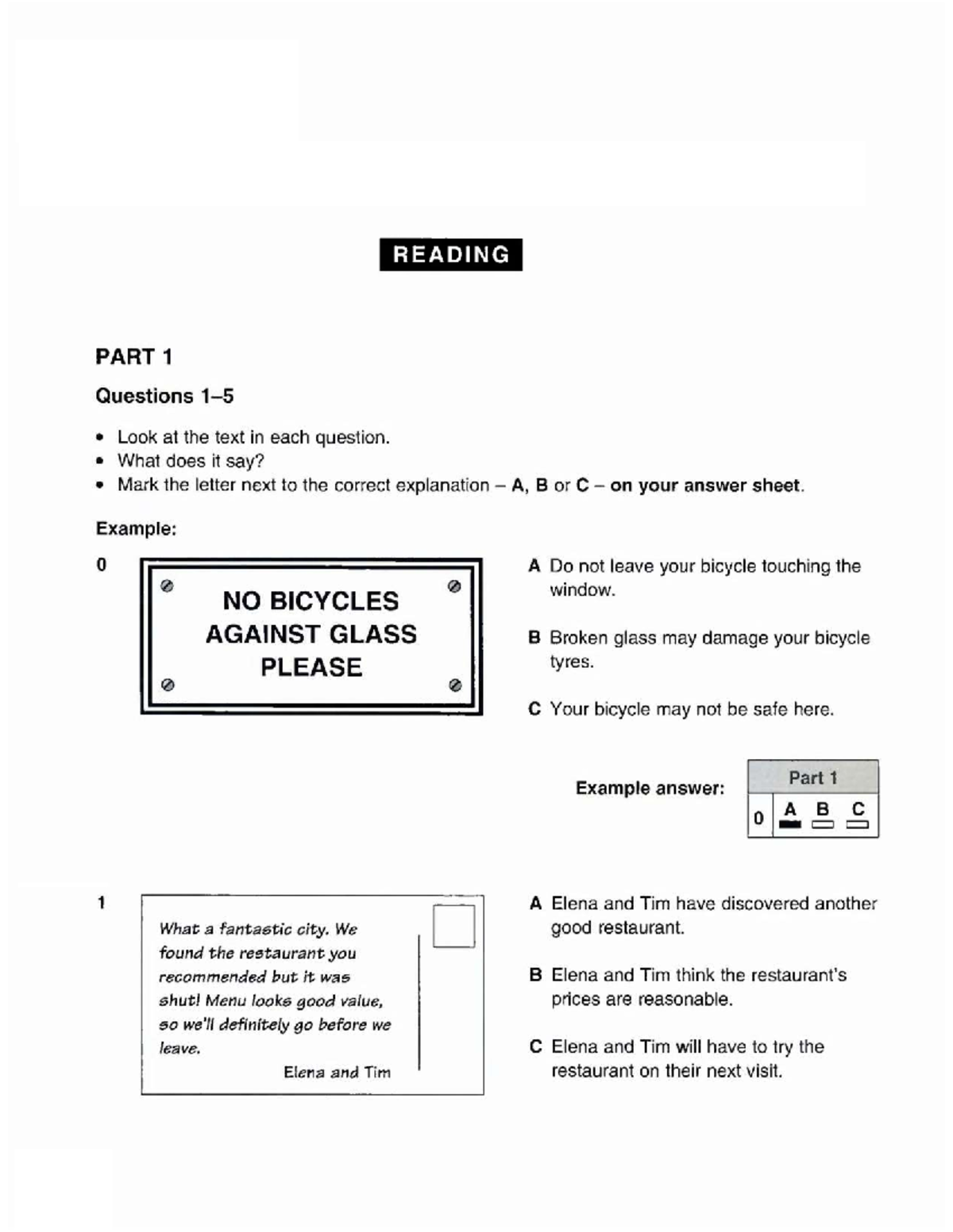 R-PET3T1p12 - L-PET2T4p4 Reading Part 1 Questions and Answers - Studocu