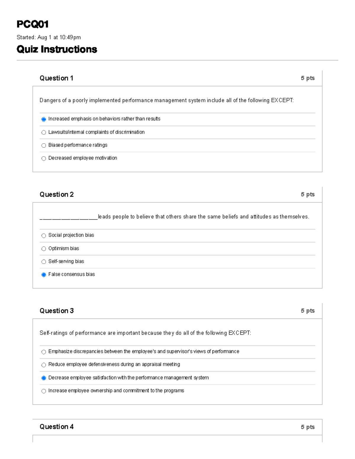 HRM333 PCQ01 Quiz: Performance Management System Insights - Studocu