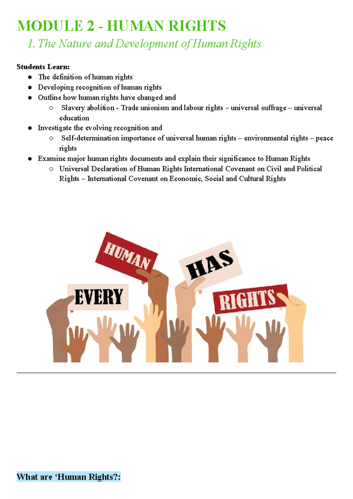 12LS - Human Rights: Nature, Development, and Key Documents - Studocu