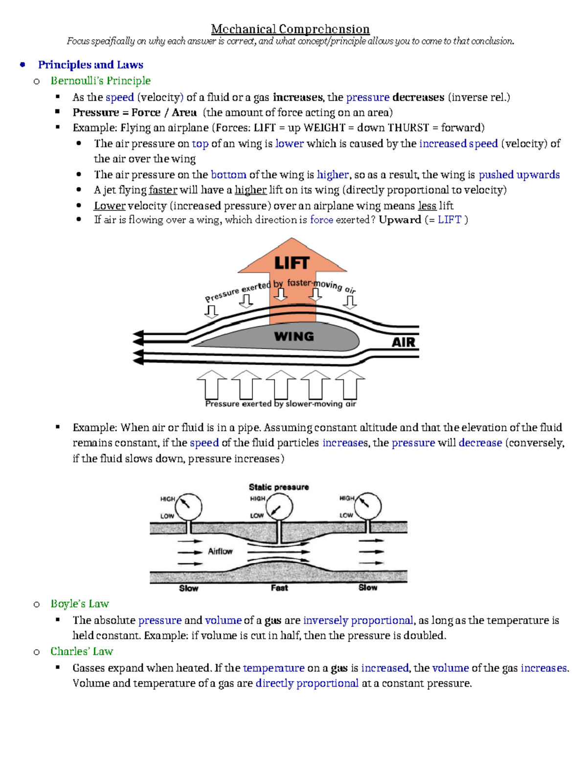 MECH 101: Mechanical Comprehension Principles and Laws Guide - Studocu