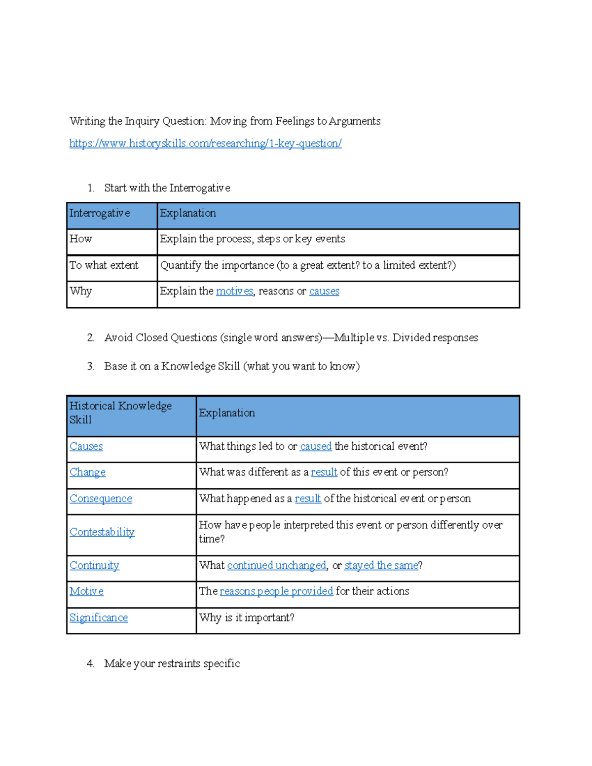 Writing Effective Inquiry Questions: A Guide for Students - Studocu