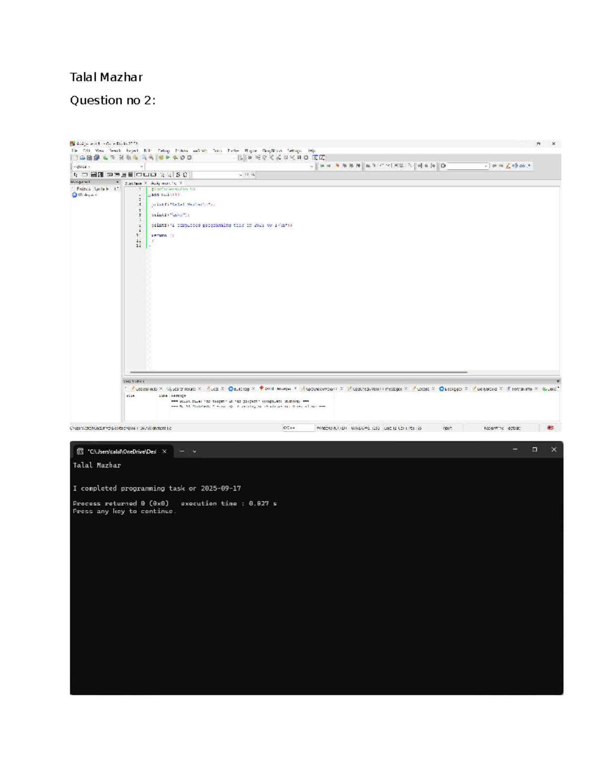 Fortran Assignment 1: Code::Blocks Programming Task Completion - Studocu