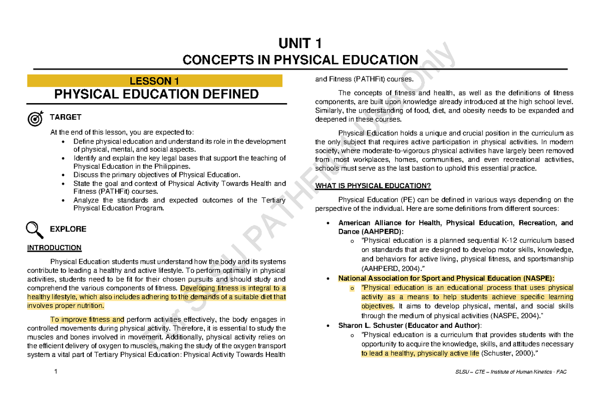 SLSU CTE Physical Education Module: Concepts & Fitness Overview for G12 ...