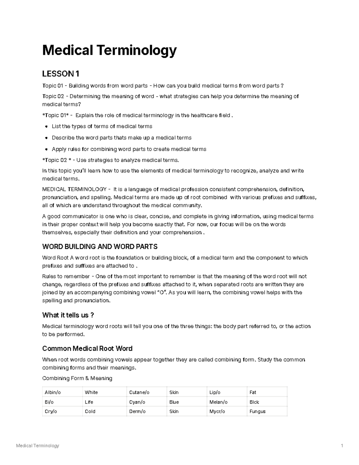 Comprehensive Medical Terminology Overview & Anatomy Lessons (MEDT 101 ...