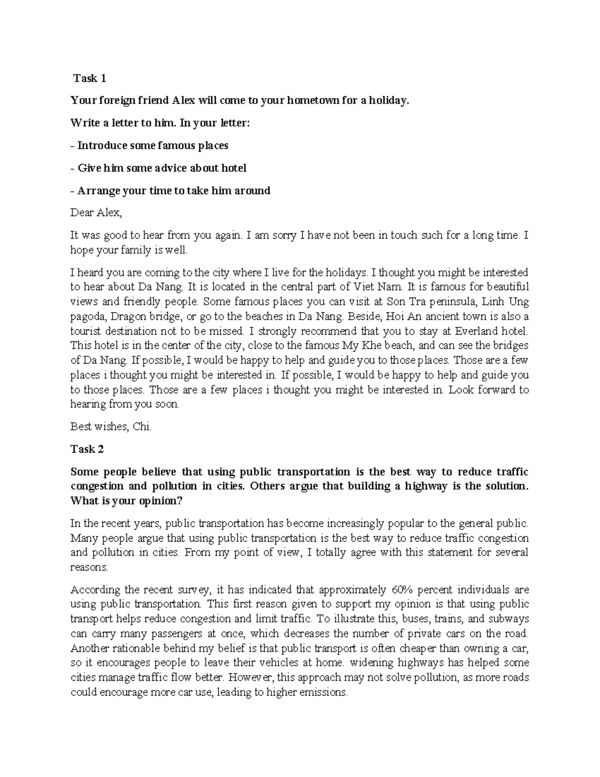 Writing 2507 - Letter & Essay Tasks for Foreign Language Exam - Studocu