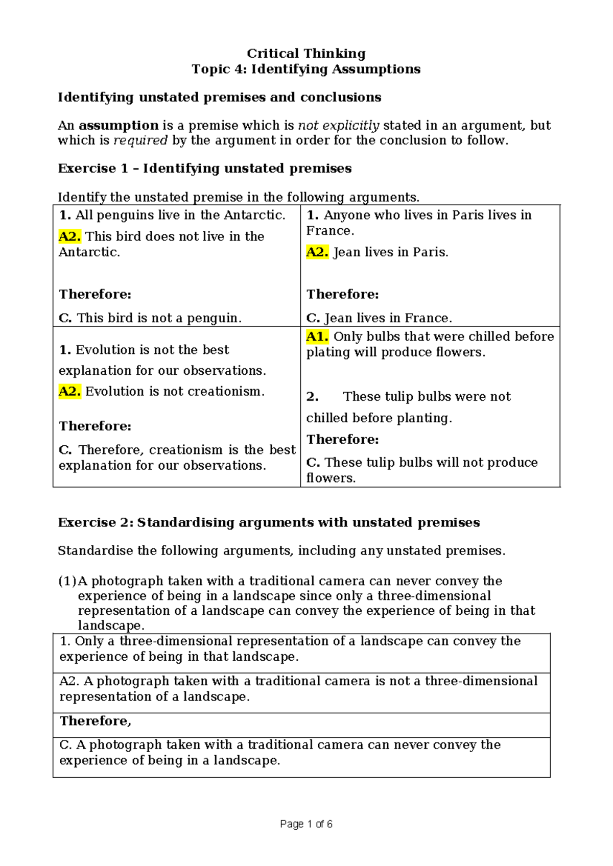 Tutorial 4: Critical Thinking Exercises (Updated S2 2023) - Studocu