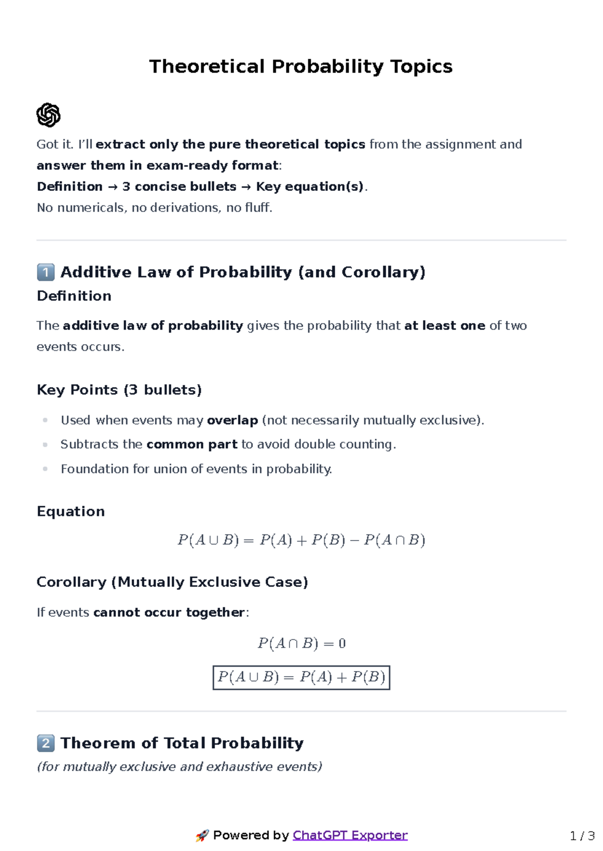 MTCD 101 Theory - Solutions - Theoretical Probability Topics Got it. I ...
