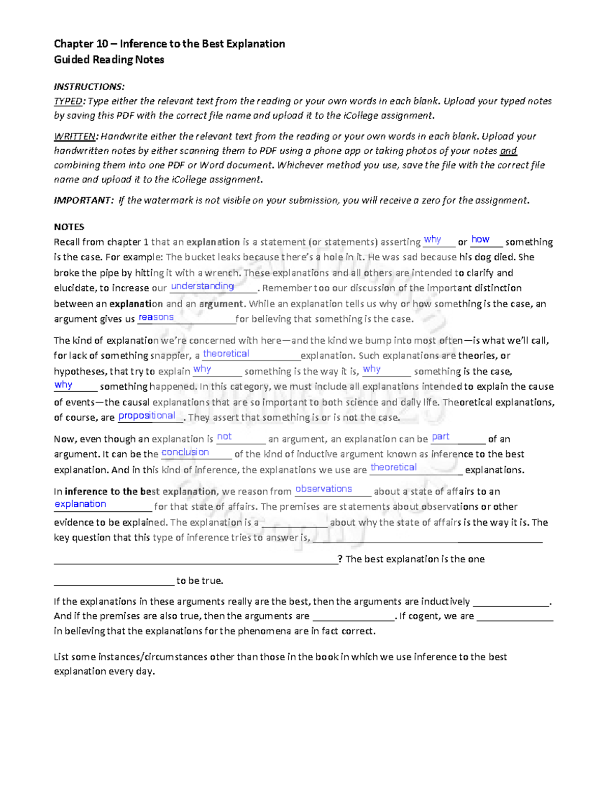 Criteria of Adequacy and Inference to the Best Explanation Notes ...