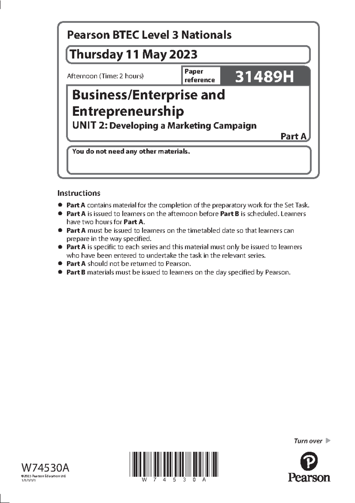 BTEC Level 3 Business Unit 2 Developing a Marketing Campaign - June ...