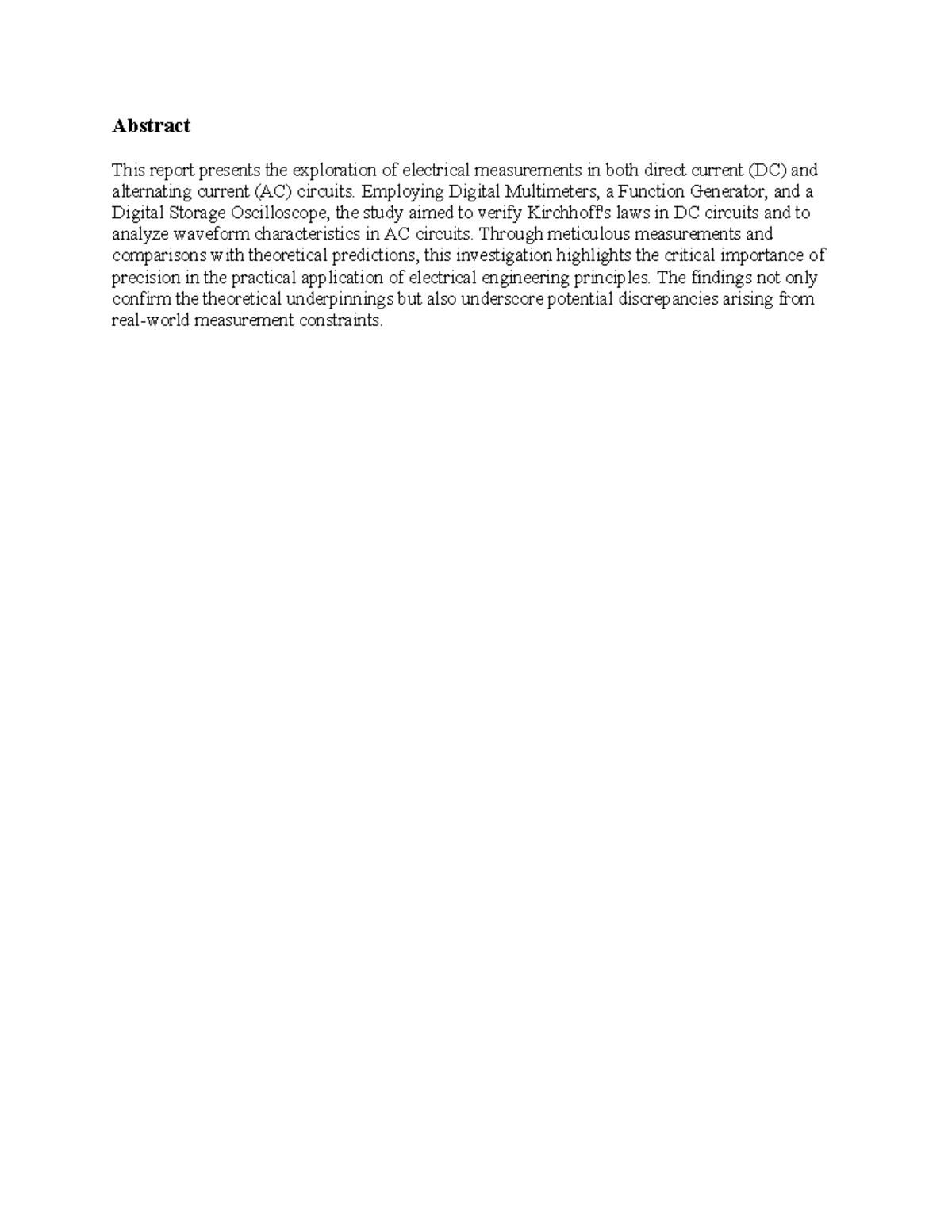 Lab Report - Lab1 - Abstract This report presents the exploration of ...