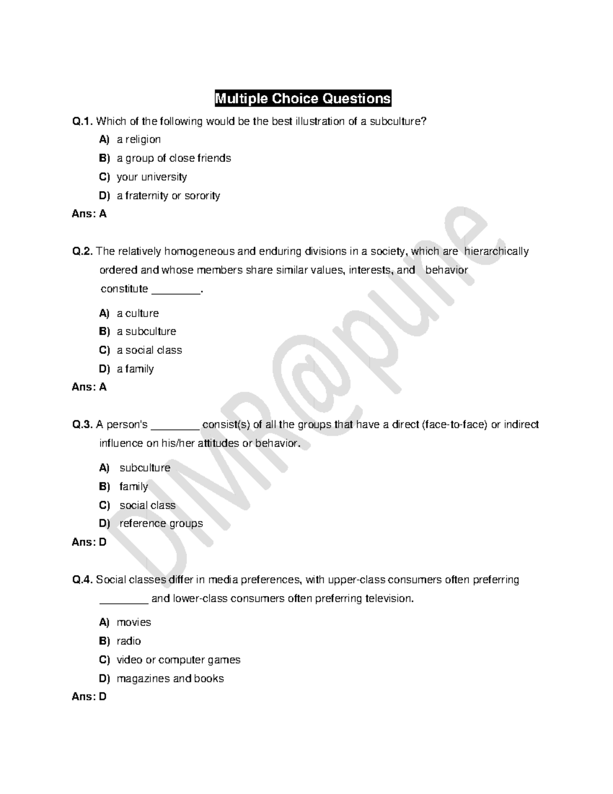 MCQs: Consumer Behavior Insights for CB101 Exam Preparation - Studocu